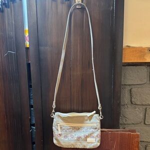 Chic Cream Crossbody Bag with Pattern